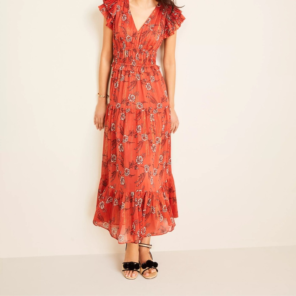 Ann Taylor Flutter Sleeve Dress in 12 P
